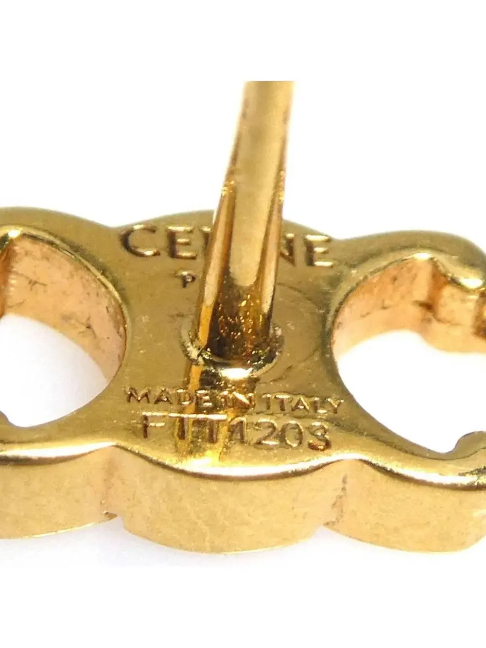 Auth Celine Triomphe Pierce Earrings #302817C37B